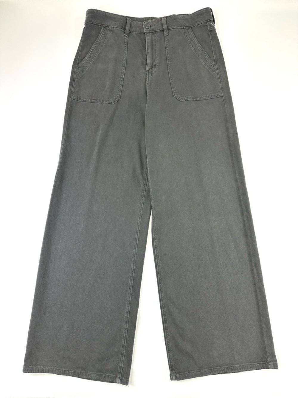 American Eagle Wide Leg Pants Gray Stretch Hi Rise Size 10 Workwear Minimalist